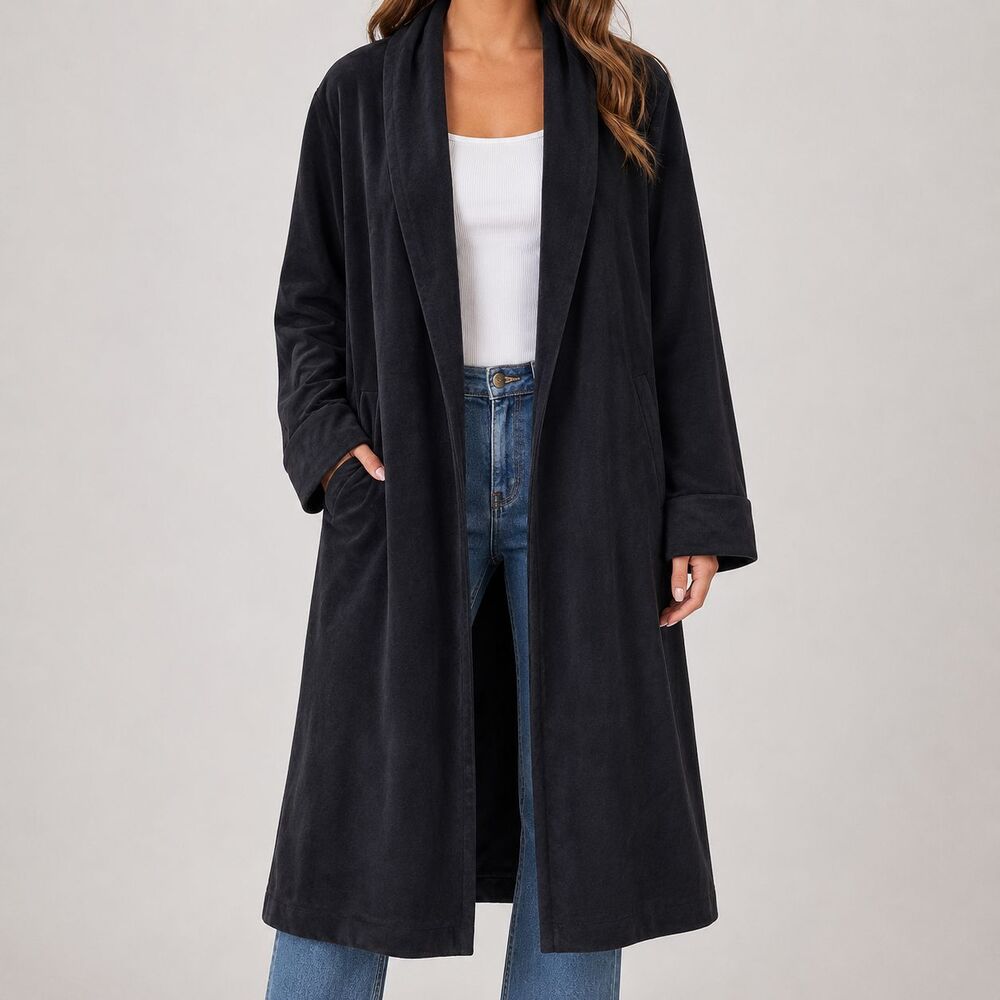 Vintage juli de roma kajjmir Women's Full Length Faux Cashmere Coat Black large